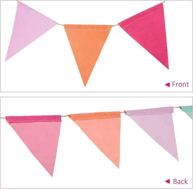 Alt view image 4 of 7 - Hestya 24 Pieces 15.7 Feet Colorful Pennant Flag Banner Imitated Burlap Bunting Banner Pastel Fabric Triangle Flag for Classroom Carnival Birthday Wedding Party and Festival Decoration (Soft Colors)