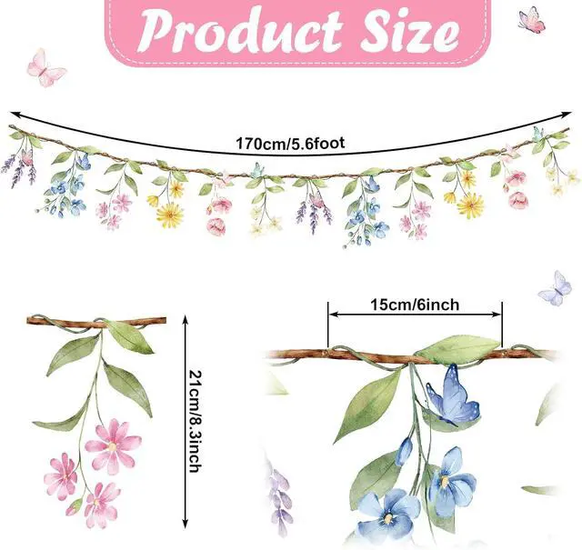 Alt view image 2 of 7 - 2 Pack Wildflower Garland, Wildflower Party Decorations