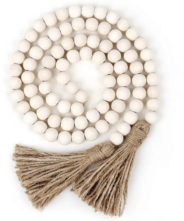 Main image of RAMIRABI 58in Wood Bead Garland, Farmhouse Rustic Country Decor, Nature