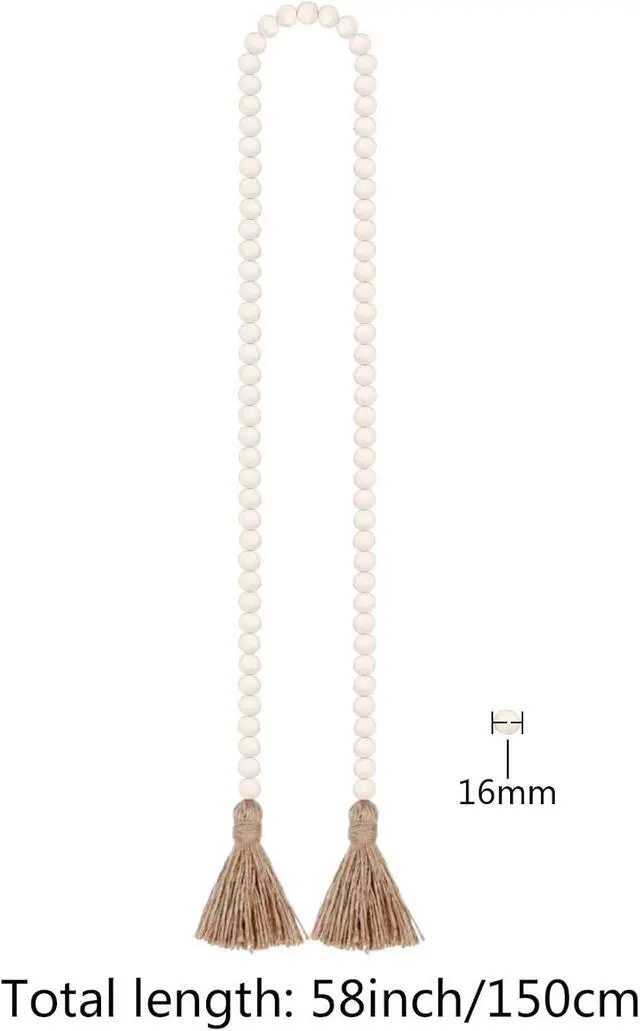 Alt view image 2 of 6 - RAMIRABI 58in Wood Bead Garland, Farmhouse Rustic Country Decor, Nature