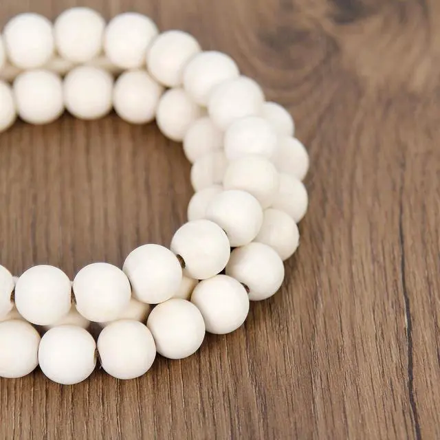 Alt view image 6 of 6 - RAMIRABI 58in Wood Bead Garland, Farmhouse Rustic Country Decor, Nature