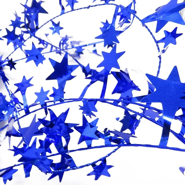Alt view image 5 of 7 - Honbay 2 Rolls of Sparkly Star Tinsel Garlands with Wire for Christmas Tree, Home, Wedding, Birthday, Party, Festive Ornament (Blue)