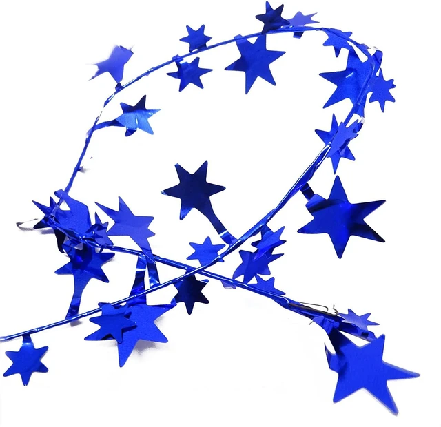 Alt view image 4 of 7 - Honbay 2 Rolls of Sparkly Star Tinsel Garlands with Wire for Christmas Tree, Home, Wedding, Birthday, Party, Festive Ornament (Blue)