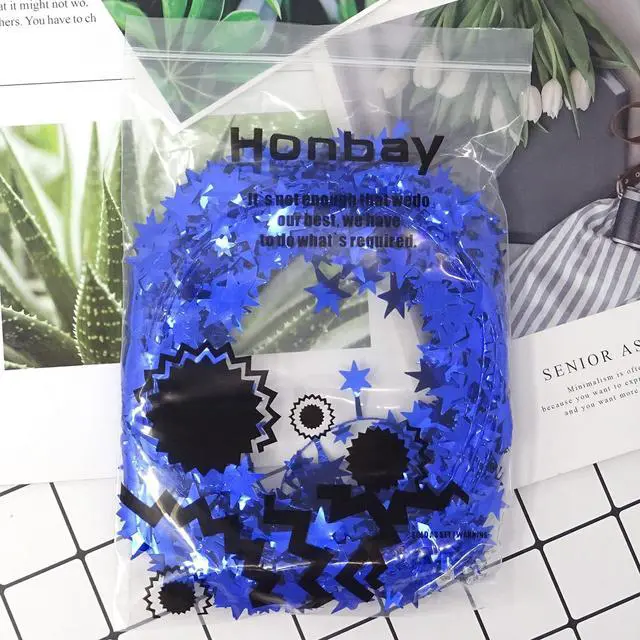 Alt view image 7 of 7 - Honbay 2 Rolls of Sparkly Star Tinsel Garlands with Wire for Christmas Tree, Home, Wedding, Birthday, Party, Festive Ornament (Blue)