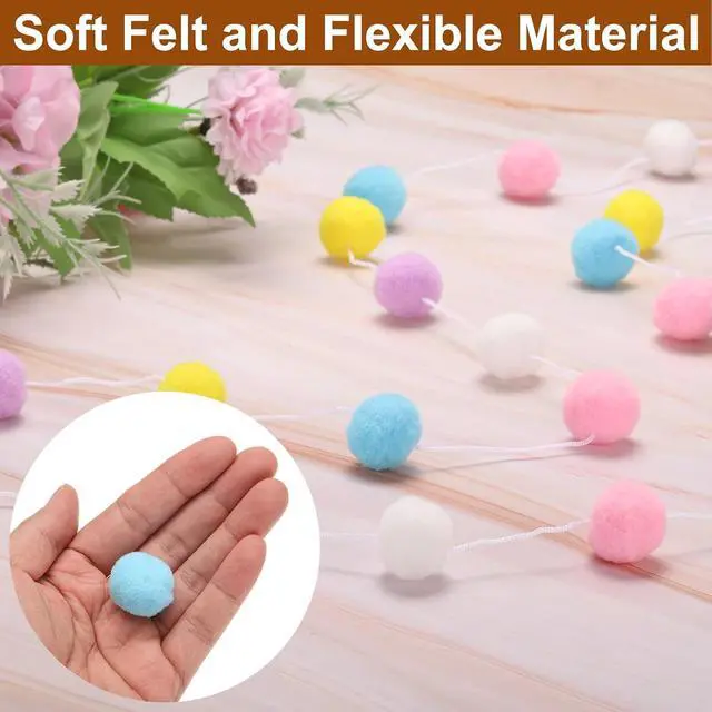 Alt view image 3 of 6 - uxcell 2pcs Pom Pom Garland 6.6 Ft 30 Balls Colorful Felt Ball Garland for Wall Christmas Tree Decor Birthday Banner Easter Party Decorations, White, Grey, Black