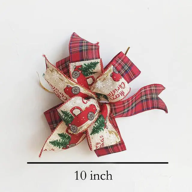 Alt view image 6 of 7 - Christmas Bows 2PCS for Wreath 10X10 Inch,Black Red Buffalo Plaid Bows,Rustic Farmhouse Bows Natural Burlap Tree Topper Bows for Front Door Winter Christmas Tree Bows for New Year Xmas Decorations