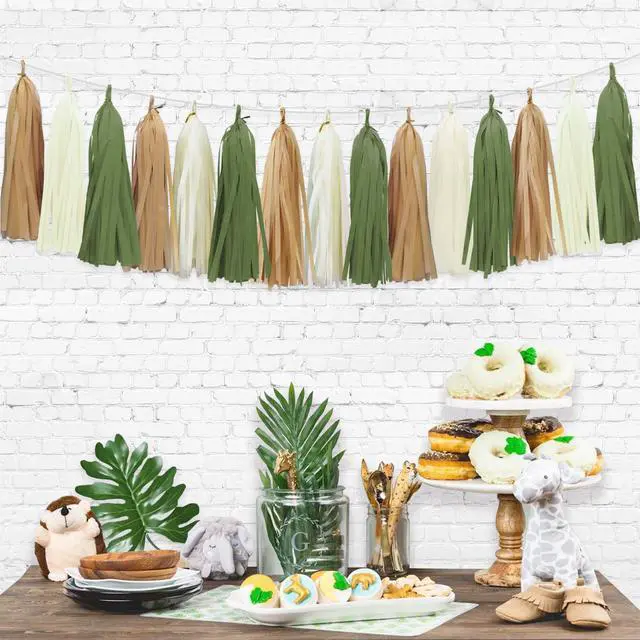 Alt view image 4 of 6 - Sage Green Tassel Garland for Woodland Baby Shower Decorations Retro Green Party Safari Birthday Decorations 15PCS