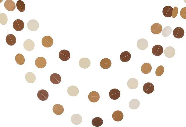 Alt view image 2 of 5 - WEVEN Brown Paper Garlands Hanging Circle Decoration Neutral Party Streamers, 30 Feet (Browe, Kraft, Beige)