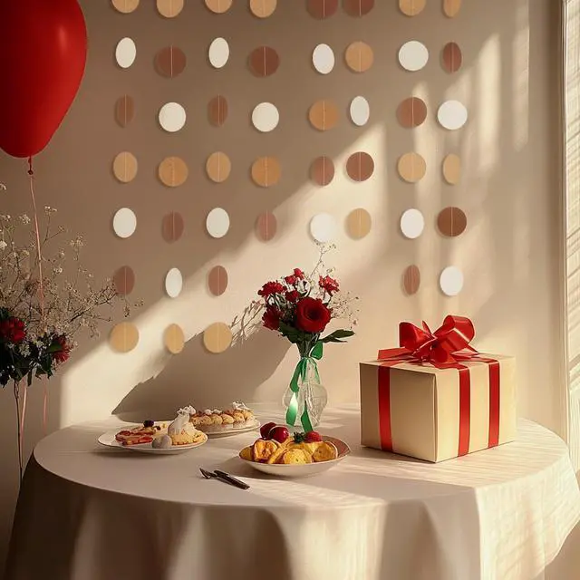 Alt view image 3 of 5 - WEVEN Brown Paper Garlands Hanging Circle Decoration Neutral Party Streamers, 30 Feet (Browe, Kraft, Beige)