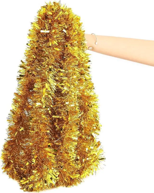 Main image of FINGOOO Gold Garland Christmas Decorations,33Ft/10M Thick Fluffy Christmas Tree Tinsel Garland Wedding Birthday Decor