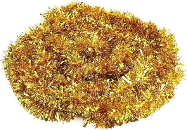 Alt view image 3 of 7 - FINGOOO Gold Garland Christmas Decorations,33Ft/10M Thick Fluffy Christmas Tree Tinsel Garland Wedding Birthday Decor