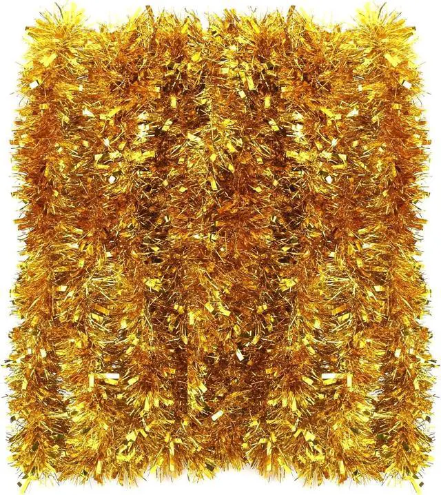Alt view image 7 of 7 - FINGOOO Gold Garland Christmas Decorations,33Ft/10M Thick Fluffy Christmas Tree Tinsel Garland Wedding Birthday Decor