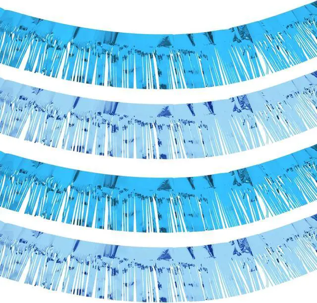 Main image of Willbond 4 Pcs 40 Ft Metallic Fringe Garland-Tinsel, Light Blue, Lake Blue