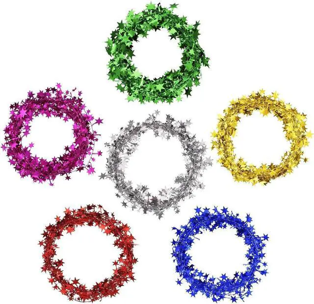 Main image of Shappy 147.6 ft Star Garland Wired Christmas Tinsel Garland for Tree