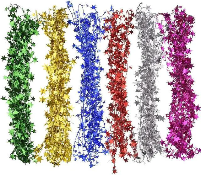 Alt view image 2 of 6 - Shappy 147.6 ft Star Garland Wired Christmas Tinsel Garland for Tree
