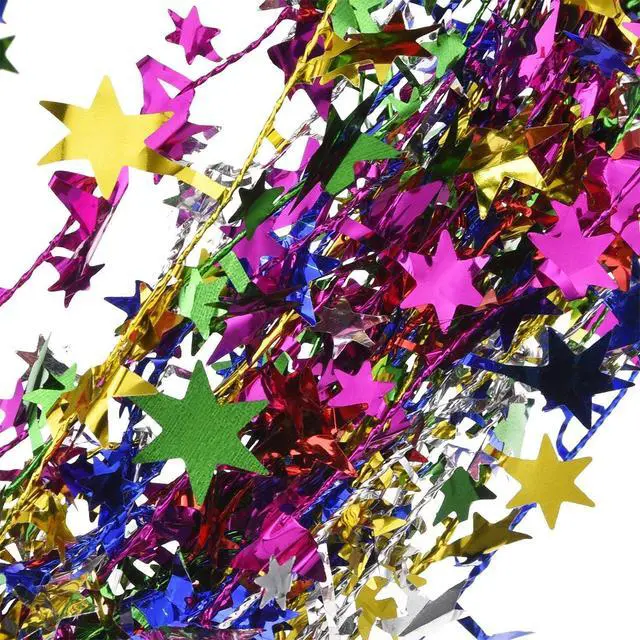 Alt view image 3 of 6 - Shappy 147.6 ft Star Garland Wired Christmas Tinsel Garland for Tree