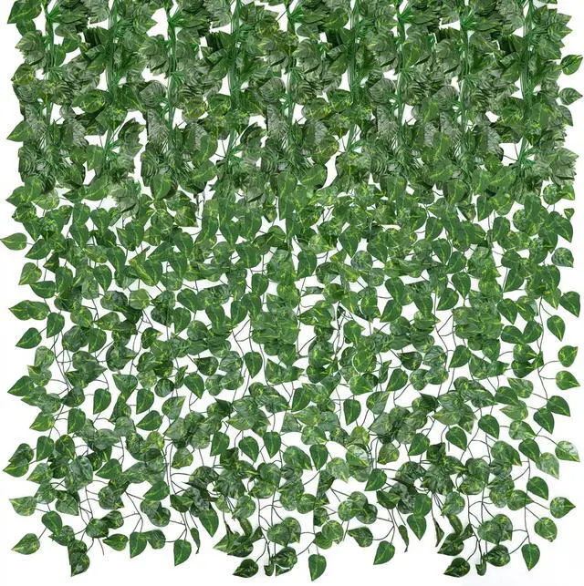 Main image of CEWOR 14 Pack 98ft Artificial Ivy Greenery Garland, Fake Vines Hanging Plants Backdrop for Room Bedroom Wall Decor, Green Leaves for Jungle Theme Christmas Party Wedding Decoration