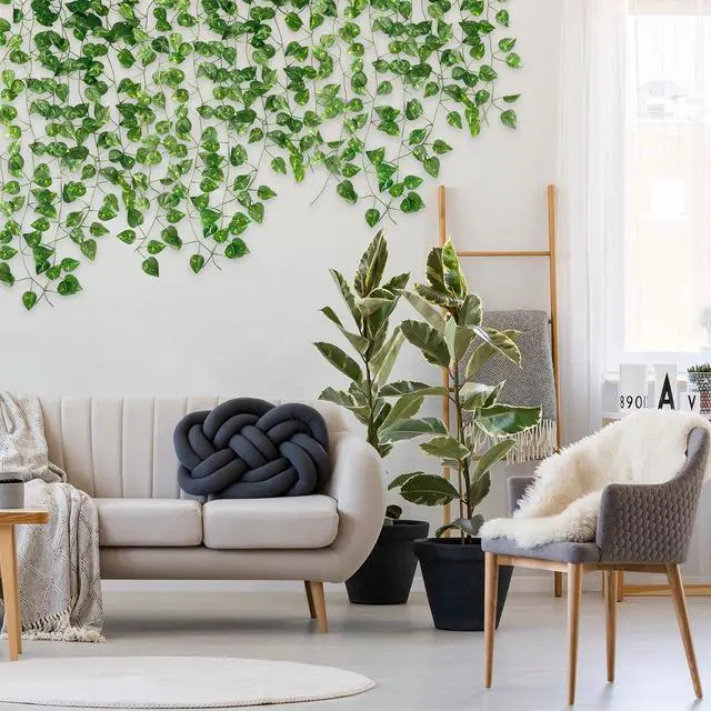 Alt view image 3 of 6 - CEWOR 14 Pack 98ft Artificial Ivy Greenery Garland, Fake Vines Hanging Plants Backdrop for Room Bedroom Wall Decor, Green Leaves for Jungle Theme Christmas Party Wedding Decoration