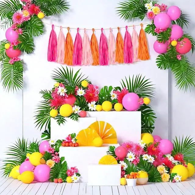Alt view image 3 of 7 - Rose red Pink and Orange Tassel Garland Banner Paper Tassels for Party Decorations,Pack of 15
