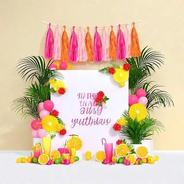 Alt view image 4 of 7 - Rose red Pink and Orange Tassel Garland Banner Paper Tassels for Party Decorations,Pack of 15