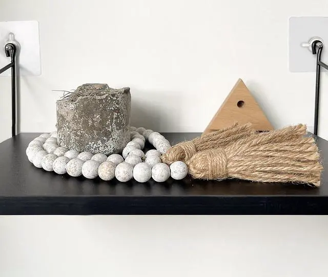 Alt view image 4 of 7 - Meplait 39in Wood Bead Garland, Farmhouse Beads with Tassels, Wash White
