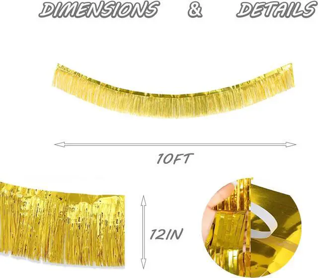 Alt view image 2 of 7 - Gold Foil Fringe Garland 10FT 2packs for Parade Float Decorations