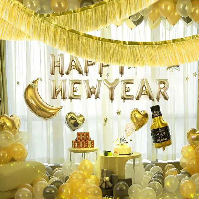 Alt view image 3 of 7 - Gold Foil Fringe Garland 10FT 2packs for Parade Float Decorations