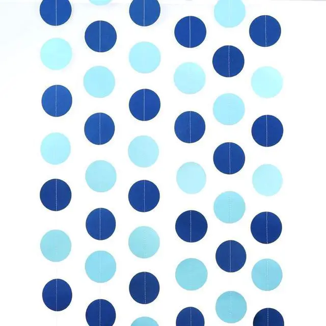 Alt view image 3 of 3 - WEVEN Blue Paper Garland Circle Dots Party Garland Streamer Backdrop Hanging Decorations, 2.5" in Diameter, 20 Feet in Total