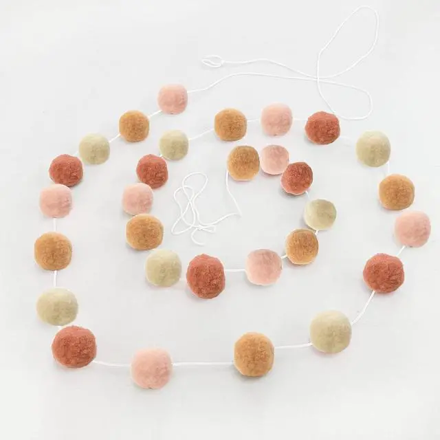 Alt view image 3 of 6 - 3 PCS Felt Ball Garland - 9.8 Feet 36 Balls 4 Pastel Colors Pom Pom Decorations - Nursery Decor Bunting Birthday Party Carnival Photo Prop