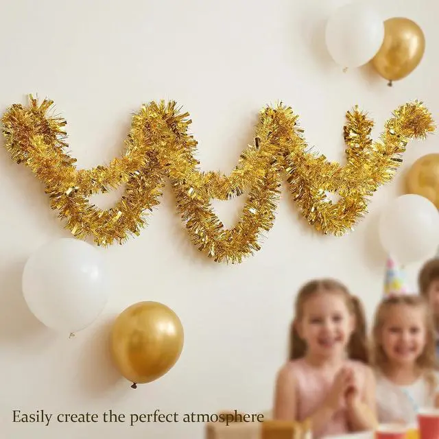 Alt view image 5 of 7 - 4Pcs Gold Tinsel Garland Glitter Vine for Outdoor Table Runner Wall Decor