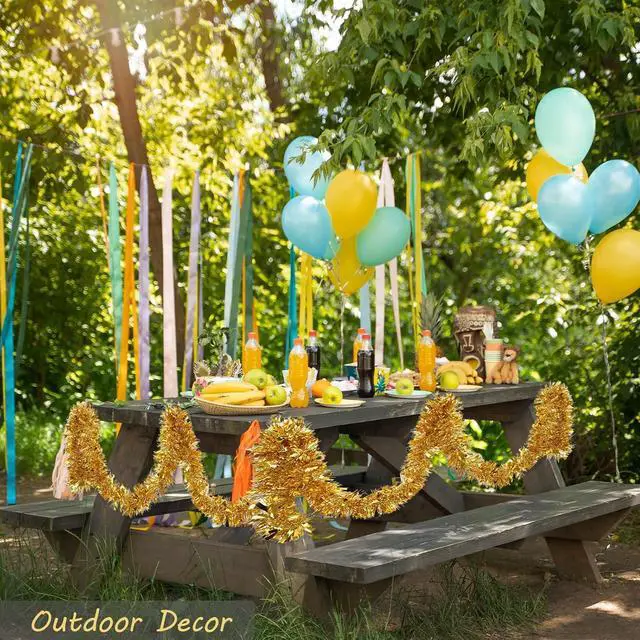 Alt view image 7 of 7 - 4Pcs Gold Tinsel Garland Glitter Vine for Outdoor Table Runner Wall Decor
