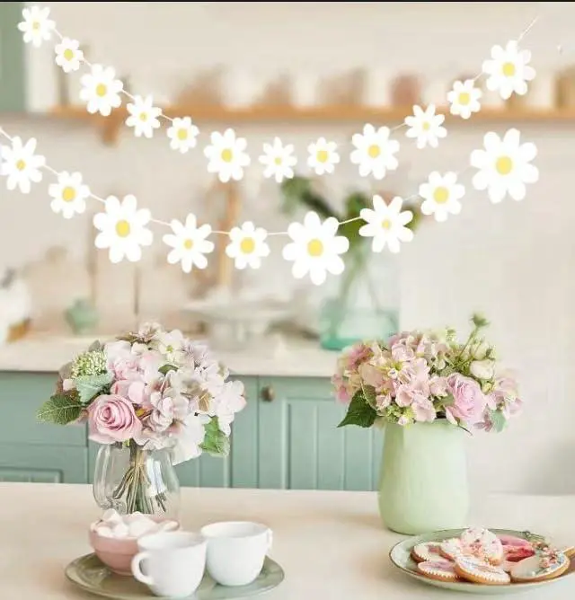 Alt view image 4 of 6 - 4 Packs Daisy Banner Daisy Birthday Garland Decor Daisy Party Decoration