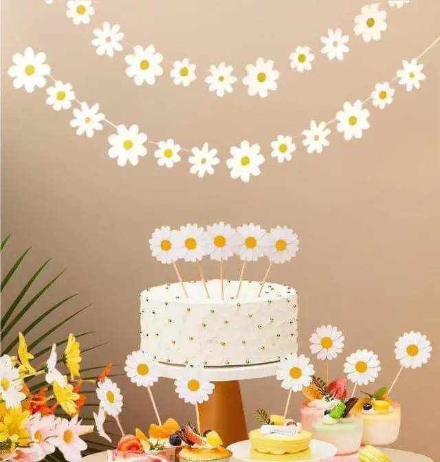 Alt view image 5 of 6 - 4 Packs Daisy Banner Daisy Birthday Garland Decor Daisy Party Decoration