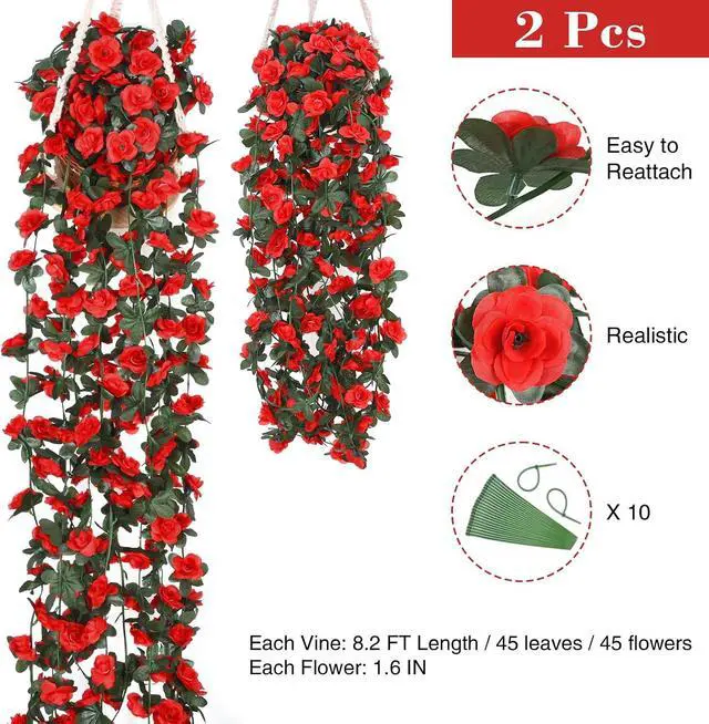 Alt view image 2 of 7 - BLEUM CADE 2Pcs 16.4Ft Fake Flower Garland Artificial Rose Vines