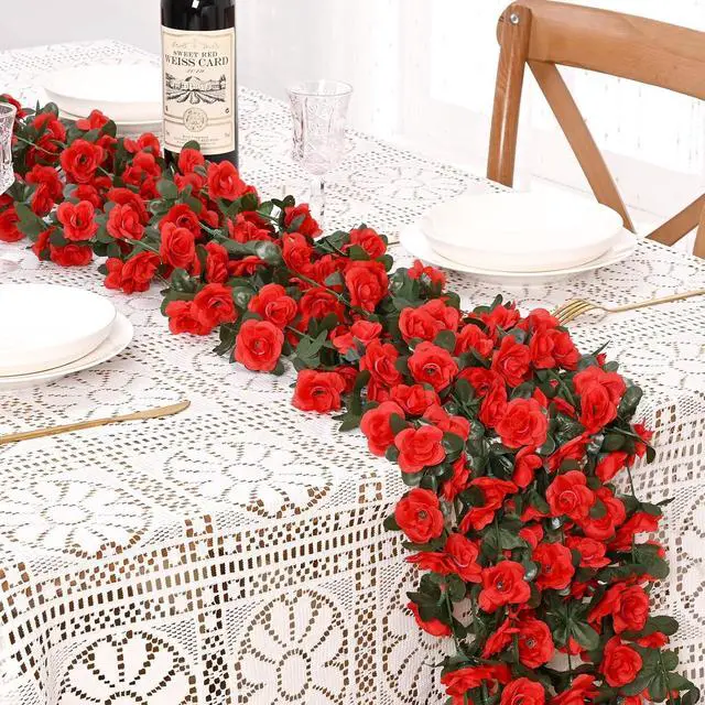 Alt view image 3 of 7 - BLEUM CADE 2Pcs 16.4Ft Fake Flower Garland Artificial Rose Vines