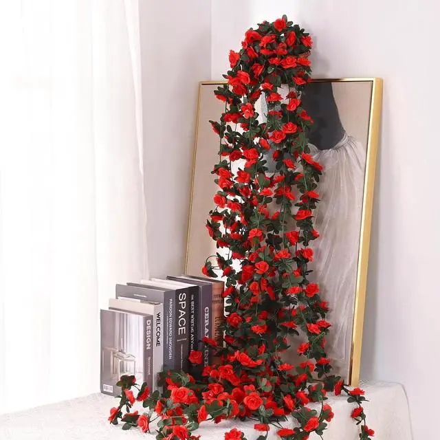 Alt view image 4 of 7 - BLEUM CADE 2Pcs 16.4Ft Fake Flower Garland Artificial Rose Vines