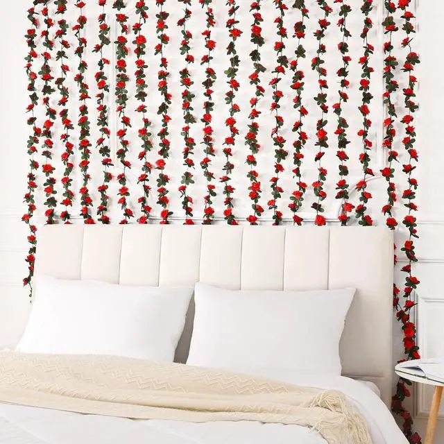 Alt view image 6 of 7 - BLEUM CADE 2Pcs 16.4Ft Fake Flower Garland Artificial Rose Vines