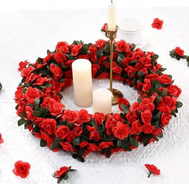 Alt view image 7 of 7 - BLEUM CADE 2Pcs 16.4Ft Fake Flower Garland Artificial Rose Vines