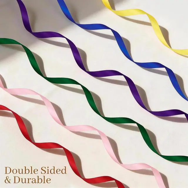 Alt view image 4 of 7 - Rainbow Satin Ribbon Set, 10 Colors, 3/8 Inch x 6 Yard Each, 60 Yards Total