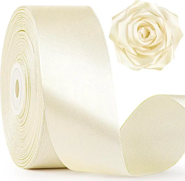 Main image of Mauproy Ivory Satin Ribbon, 1-1/2 Inch, 50 Yards