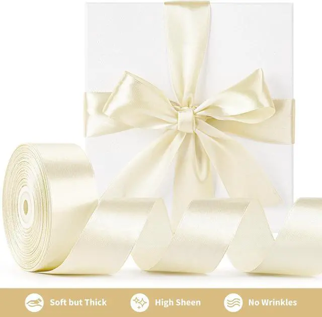 Alt view image 3 of 7 - Mauproy Ivory Satin Ribbon, 1-1/2 Inch, 50 Yards