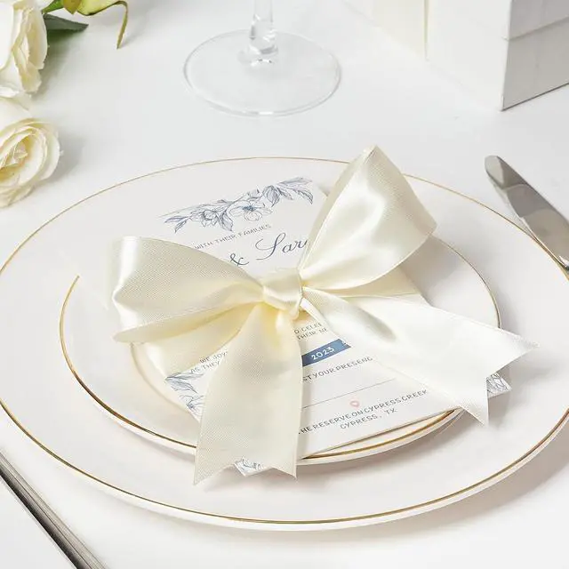 Alt view image 5 of 7 - Mauproy Ivory Satin Ribbon, 1-1/2 Inch, 50 Yards