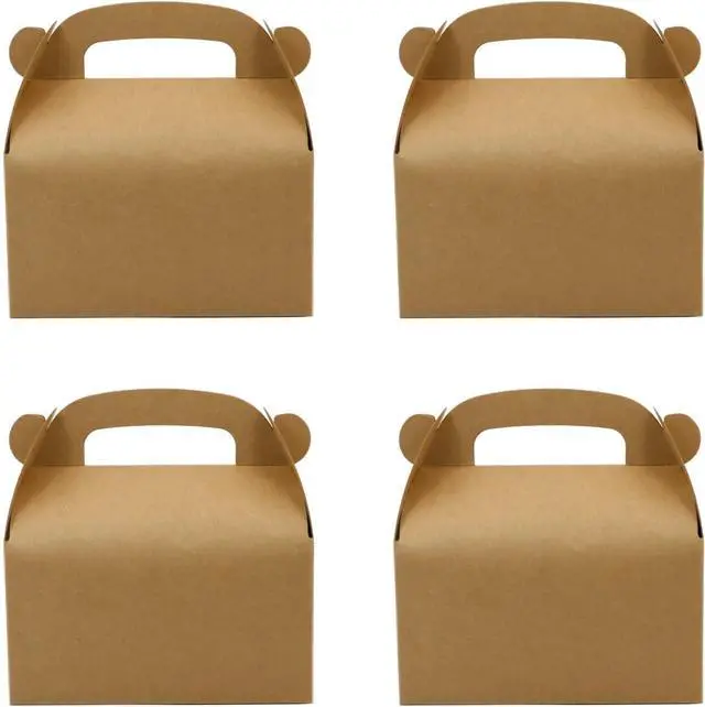 Main image of 24Pcs Brown Party Favor Treat Boxes Goodie Paper Box with Handles