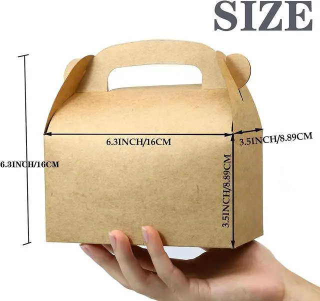 Alt view image 4 of 6 - 24Pcs Brown Party Favor Treat Boxes Goodie Paper Box with Handles