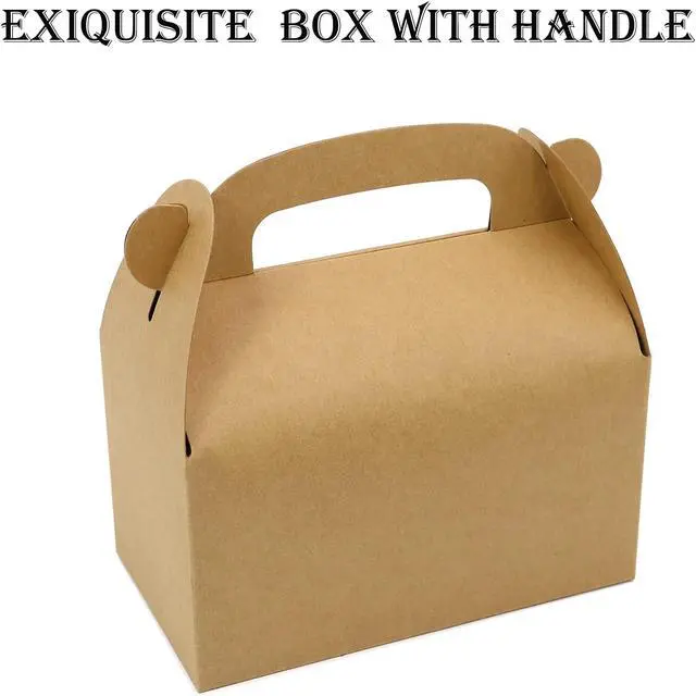 Alt view image 6 of 6 - 24Pcs Brown Party Favor Treat Boxes Goodie Paper Box with Handles