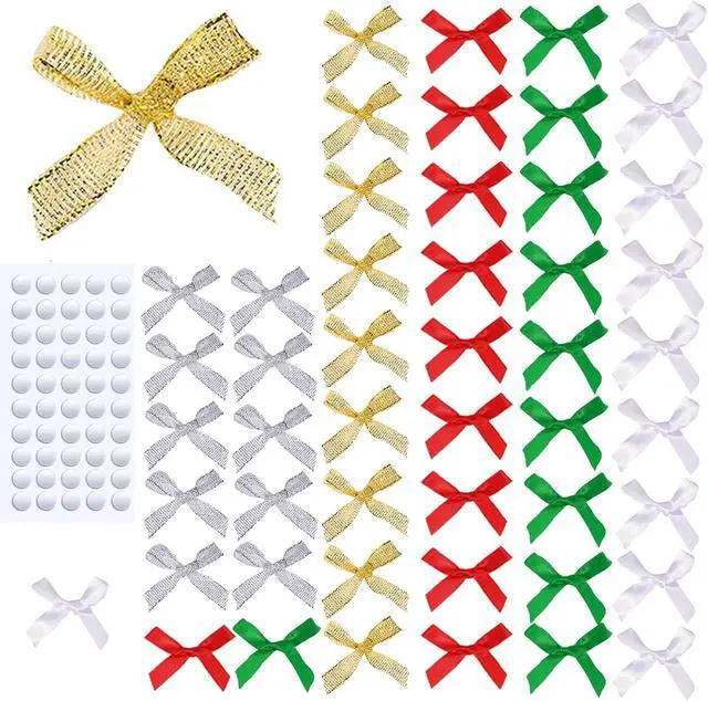 Main image of 50 Pcs Mini Christmas Color Bows,1.57 Inch Small Ribbon Bow Decorations, Mini Satin Fabric Bows for Crafts and Gift Wrapping Decorations(Chirstmas Color)