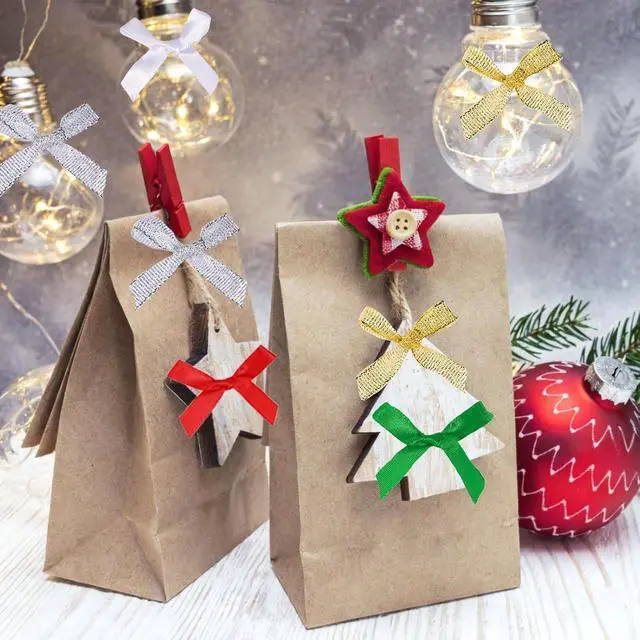 Alt view image 7 of 7 - 50 Pcs Mini Christmas Color Bows,1.57 Inch Small Ribbon Bow Decorations, Mini Satin Fabric Bows for Crafts and Gift Wrapping Decorations(Chirstmas Color)