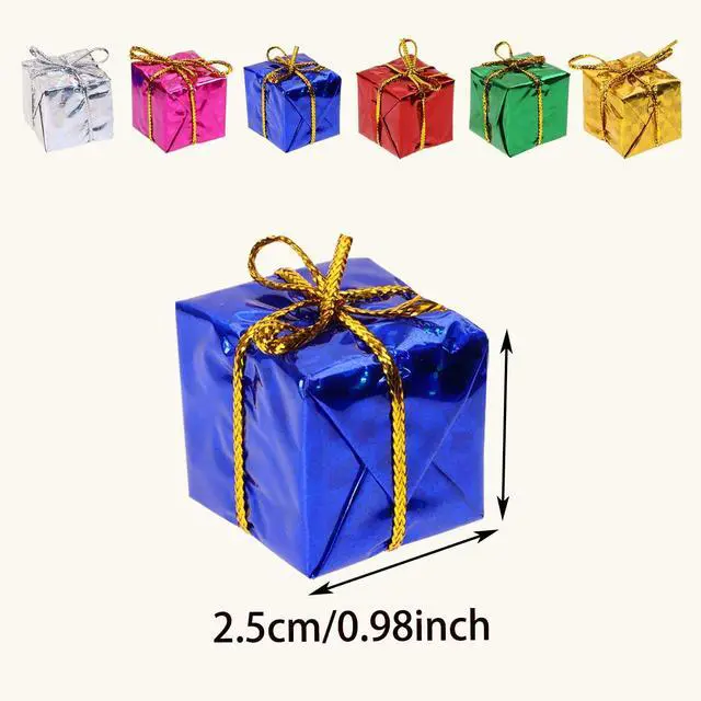 Alt view image 2 of 6 - PENTA ANGEL Christmas Tree Mini Boxes 36Pcs Assorted Color Mini Metallic Foil Wrapped Gift Boutique Ornaments DIY Present Package Boxes for Holiday Party Decoration (Mixed Color, 36)