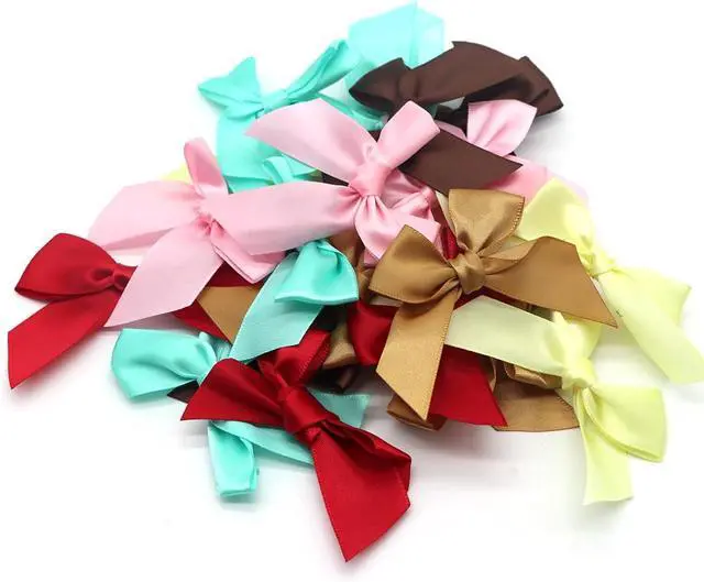 Alt view image 4 of 7 - 50 Pcs Mini Satin Ribbon Bows Flowers DIY Craft Scrapbooking DIY Embellishmen Projects,Bow Decorations Gift Box Packaging Accessories(Multicolor)