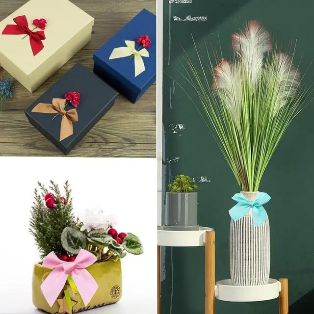 Alt view image 2 of 7 - 50 Pcs Mini Satin Ribbon Bows Flowers DIY Craft Scrapbooking DIY Embellishmen Projects,Bow Decorations Gift Box Packaging Accessories(Multicolor)